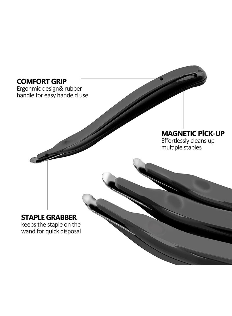 4 Pack Staple Remover Tool Professional Magnetic Staple Remover Staple Puller Remover Stapler Removers Flat Staple Remover Stick for Classroom, School Office Home Supplies, Classic Black - Image 2